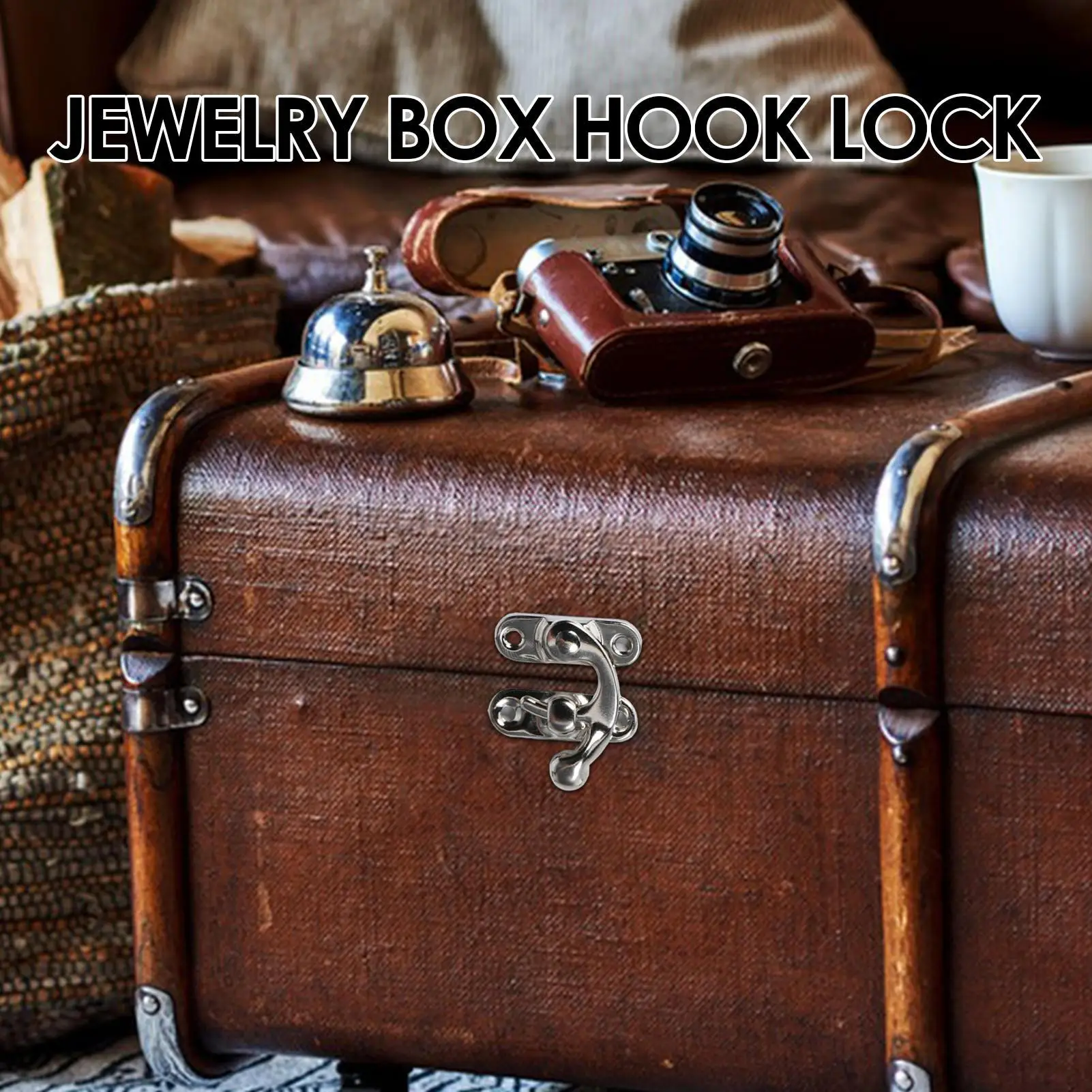 1pair Antique Metal Lock Mini Decorative Hasps Hook Box Trigger Latch Lock Wooden Jewelry Box Padlock Box Hardware Home Decor