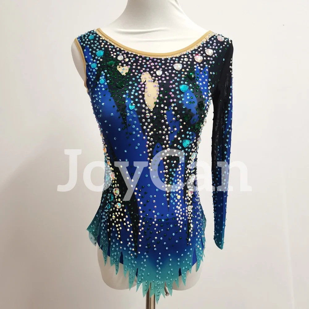 Maillots de Gimnasia Rítmica JoyCan, Azules, de Spandex, Alta Elasticidad, Transpirables, para Competición, BD3350