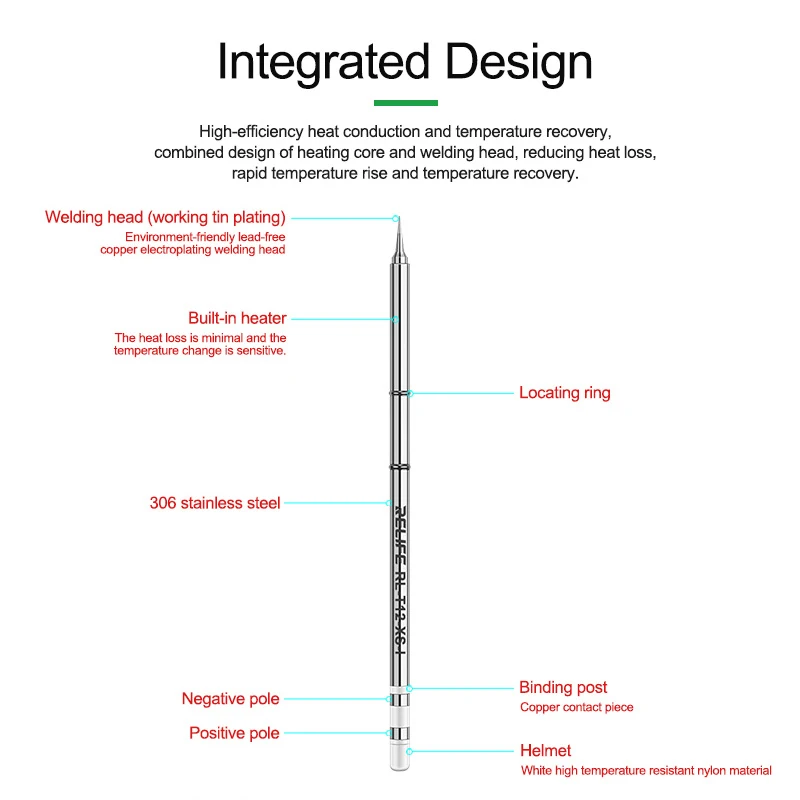 RELIFE RL-T12-XS Rapid Heat Conduction Welding Head Suit for Most T12 Handles Good Oxidation Resistance Soldering Iron Tips