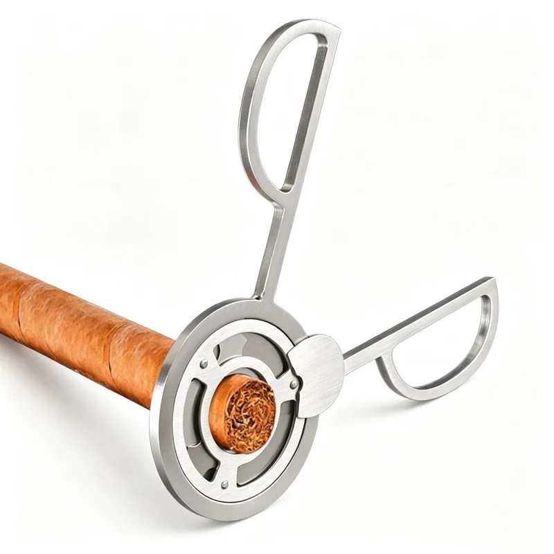 Stainless Steel Cigar Scissors Knife Double Edge Cigar Cutter Cigar Accessories Gift for Smokers