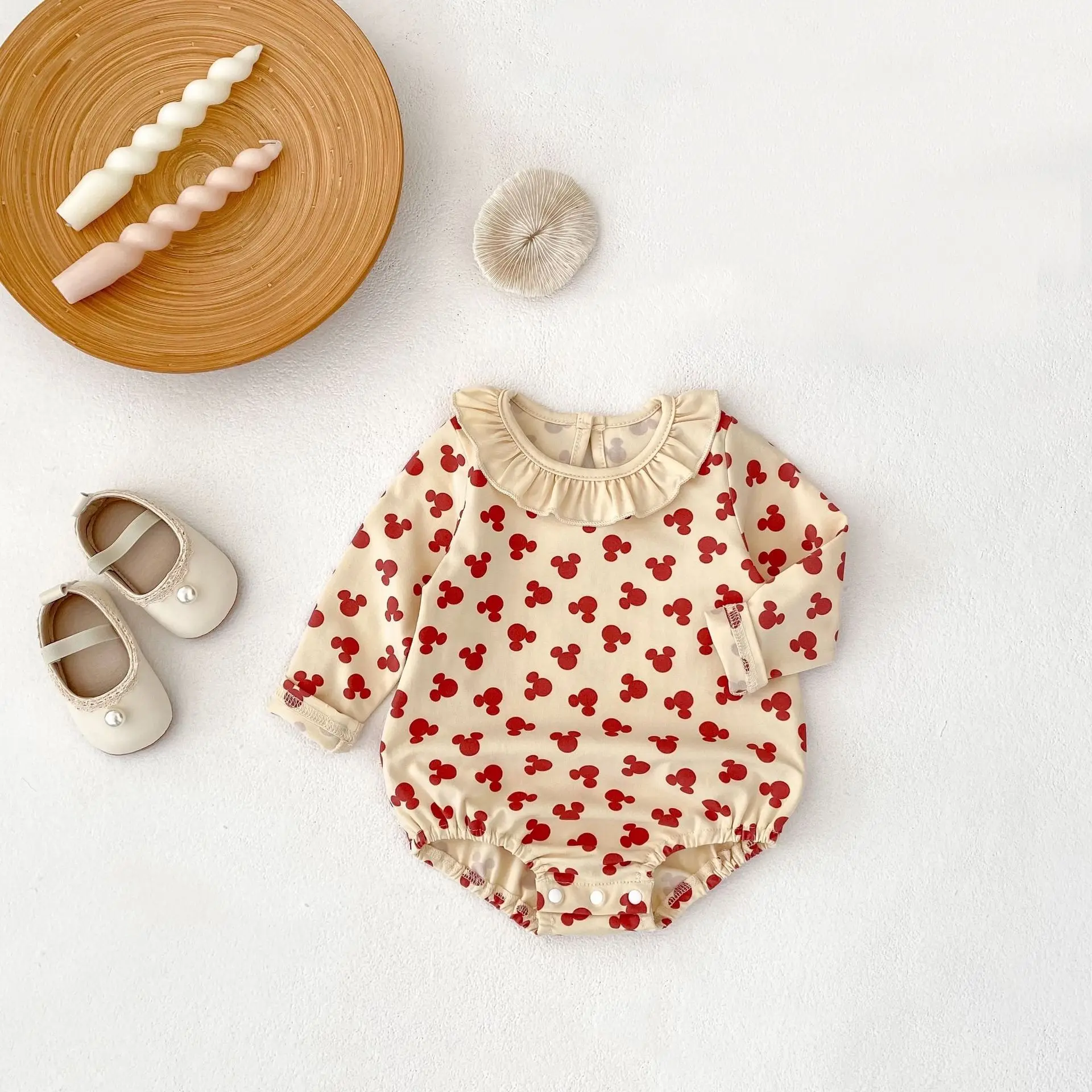0-24M Newborn Kid Baby Girl Clothes Heart Print Princess Girl Romper Elegant Long Sleeve Cute Sweet Bodysuit Autumn Outfit