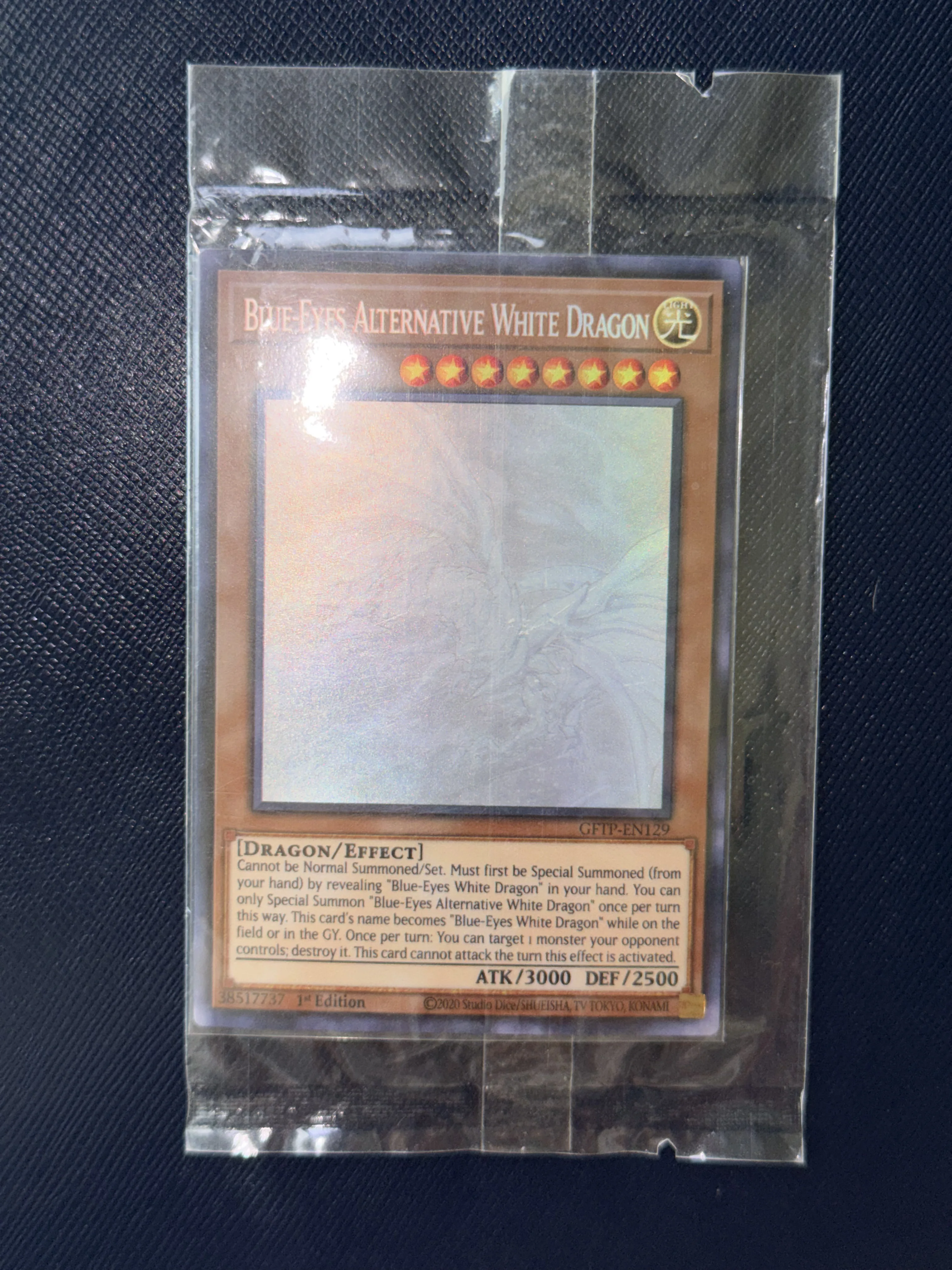 Yu-Gi-Oh! DIY Custom Card Blue-Eyes Alternative White Dragon GFTP-EN129 1st Edition Holographic Collectible Gift for Anime Fans