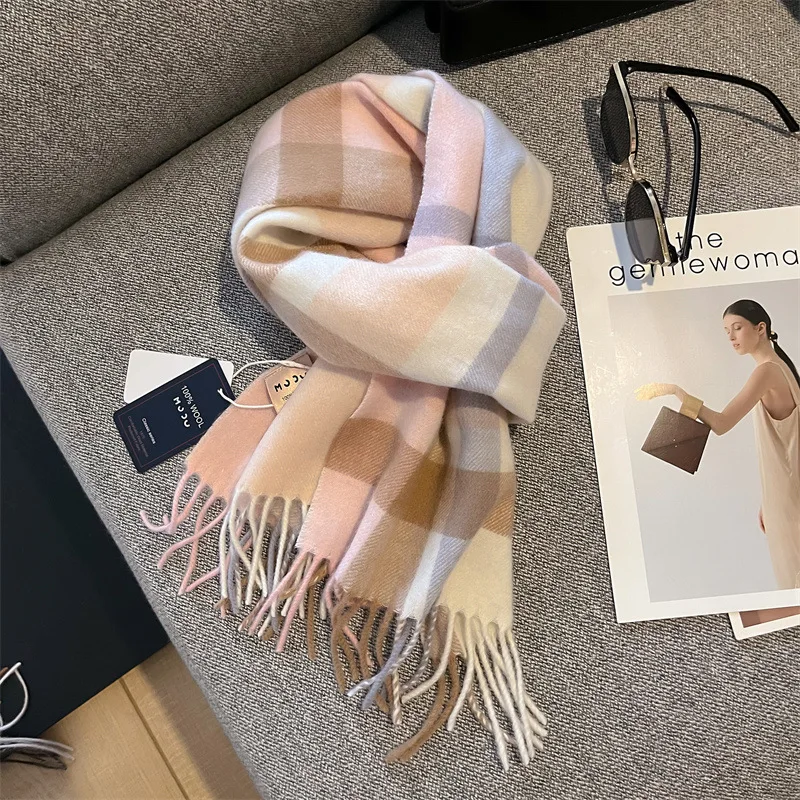 وشاح مربعات من الصوف الأسترالي الخالص بنسبة 100% - مثالي للحفاظ على الدفء في الشتاء، هدية رائعة للأزواج أو الطلاب. #2