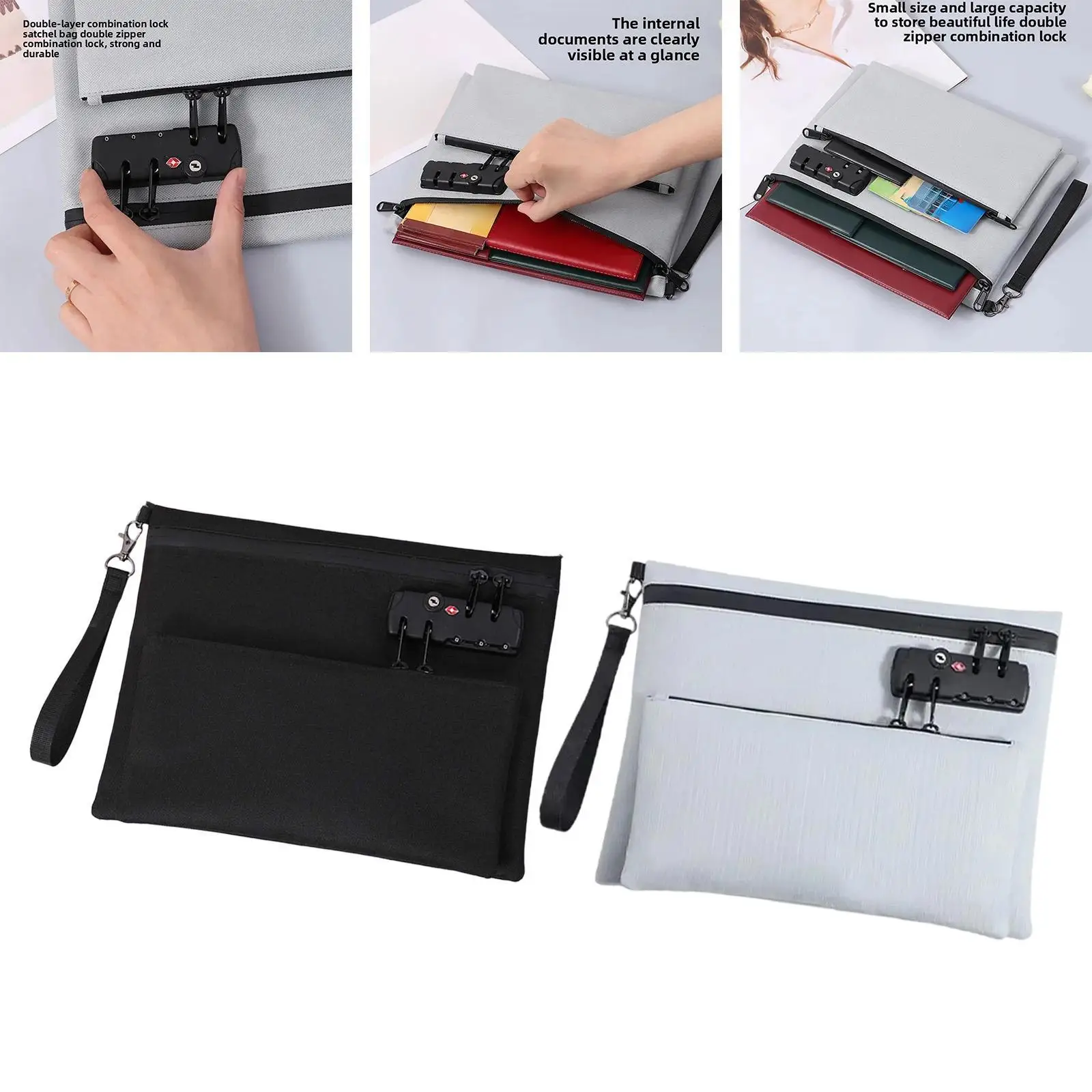 Travel Storage Bag with Password Lock Accessories Pouch Travel Cable Organizer for Cord Phone Cell Phone Credit Card Jewelry