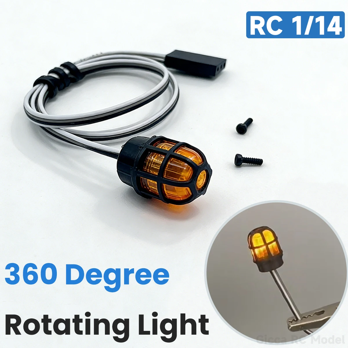 360 °   Rotierendes LED-Blinklicht für 1/14 Tamiya RC Truck Bagger Baufahrzeug SCANIA 770S DIY Spielzeug Modellteile