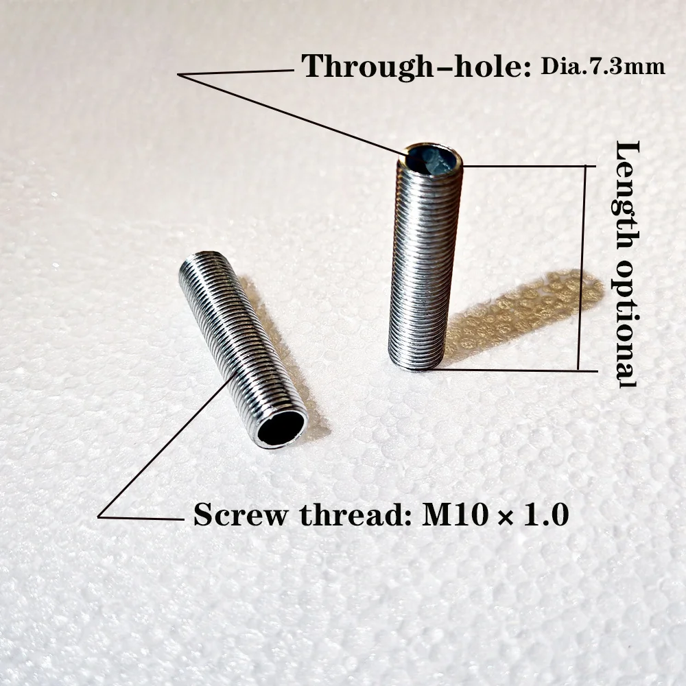 Lamp Tooth Tube Metal M10 Hollow Threaded Tube Galvanized Led Lamp Head Link Fixed Base Support Rod Lighting Accessories Screws