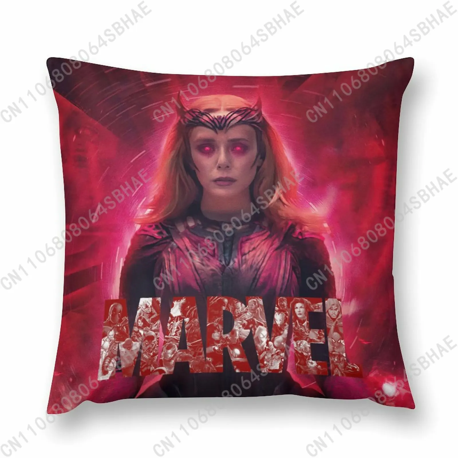 

Marvel Scarlet Witch Custom Pattern Short Plush Pillow Cover Soft Short Fur Cushion Living Room Personalized Decor Cosplay