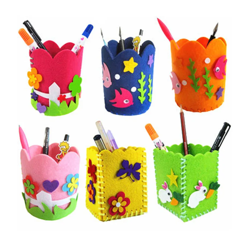 Kids DIY Craft Pencil Holder Educational Toys For Children Creative Handwork Pen Container Arts And Crafts Toys Gifts