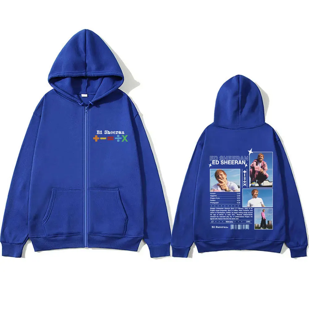Ed Sheeran European Tour 2025, Reißverschluss-Hoodie für Herren und Damen, Vintage-Stil, lässige Reißverschlussjacke, männliche Mode, übergroße Fleece-Baumwoll-Hoodies