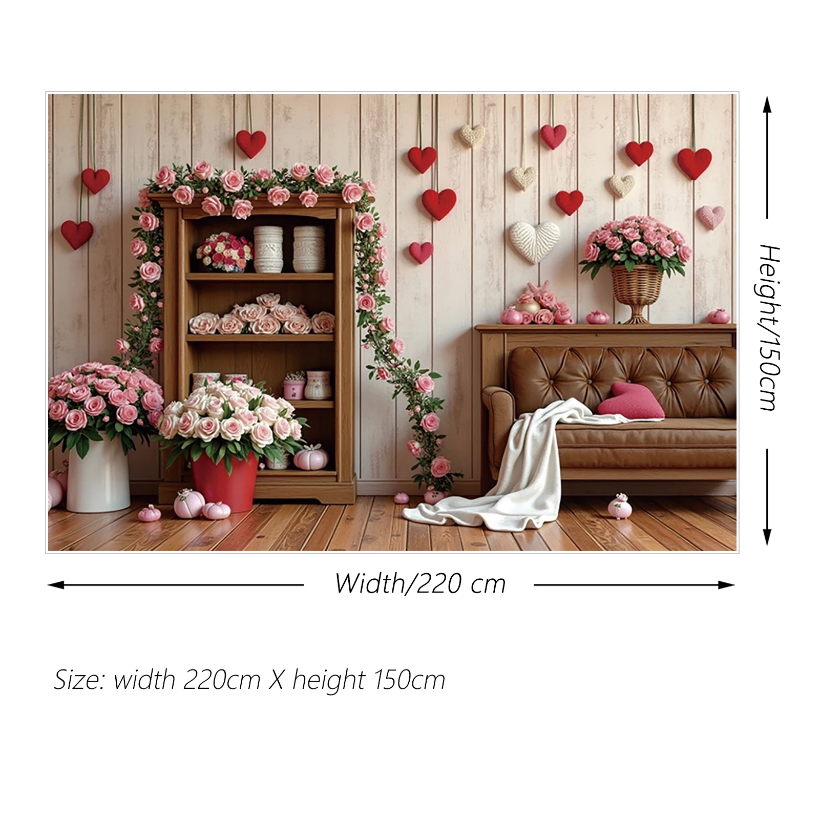 MOON.QG Valentines February 14 Photography Backdrop Wooden Plank Cabinet Photozone Background Wedding Love Photo Studio Sets