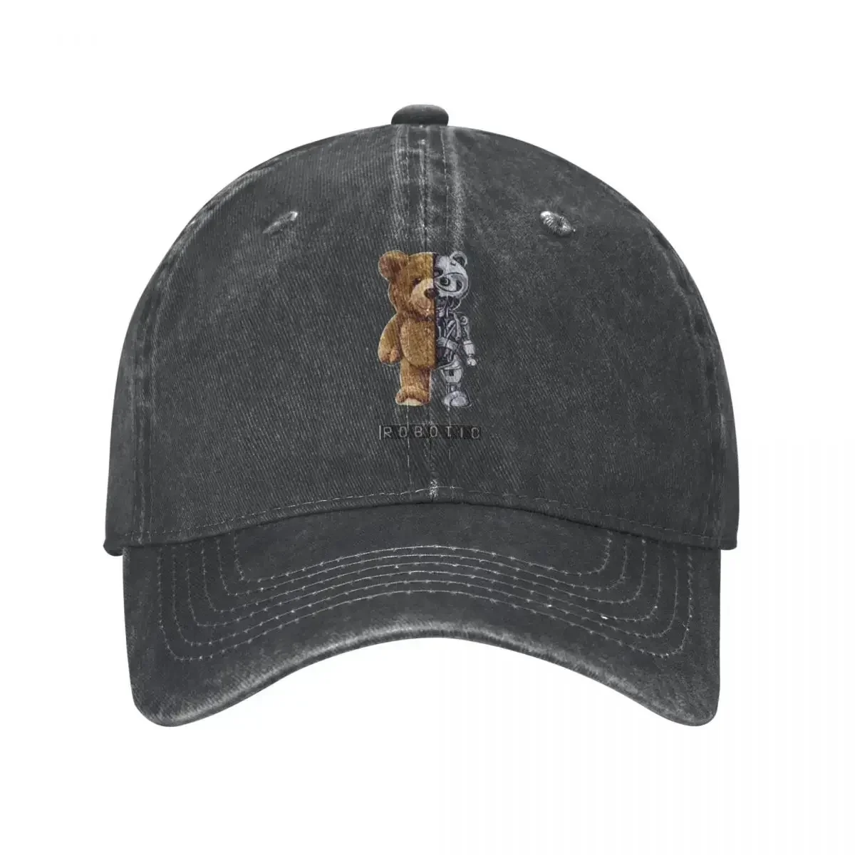 New Robotic Teddy Bear Men Women Baseball Cap Distressed Denim Hats Cap Vintage Outdoor Summer Adjustable Fit Headwear