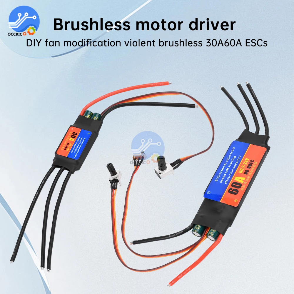 30A 60A ESC Unidirectional Bidirectional Self Starting Brushless Motor Driver Electric Regulation Speed Switch Controller