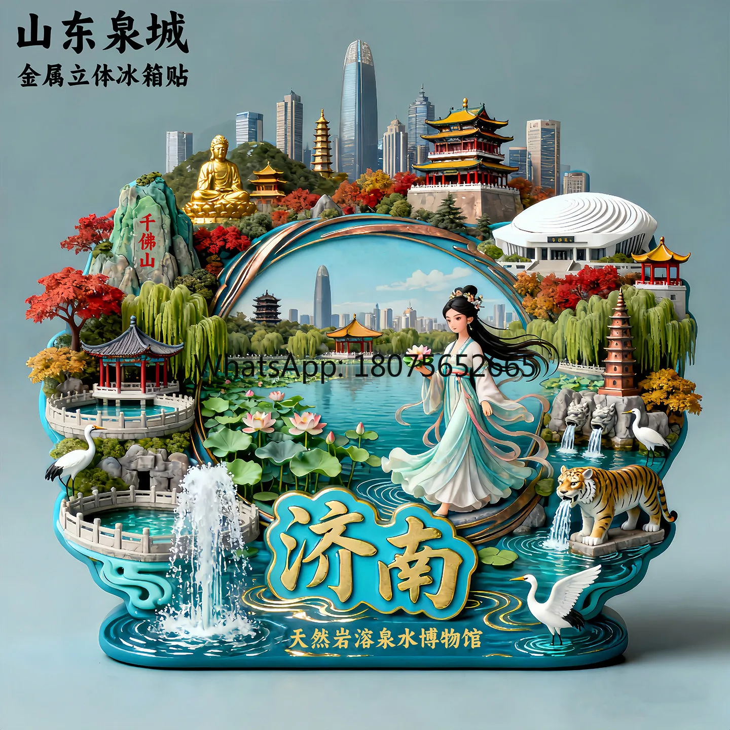 Qingdao metal refrigerator sticker embossed travel and tourism cultural and creative souvenirs