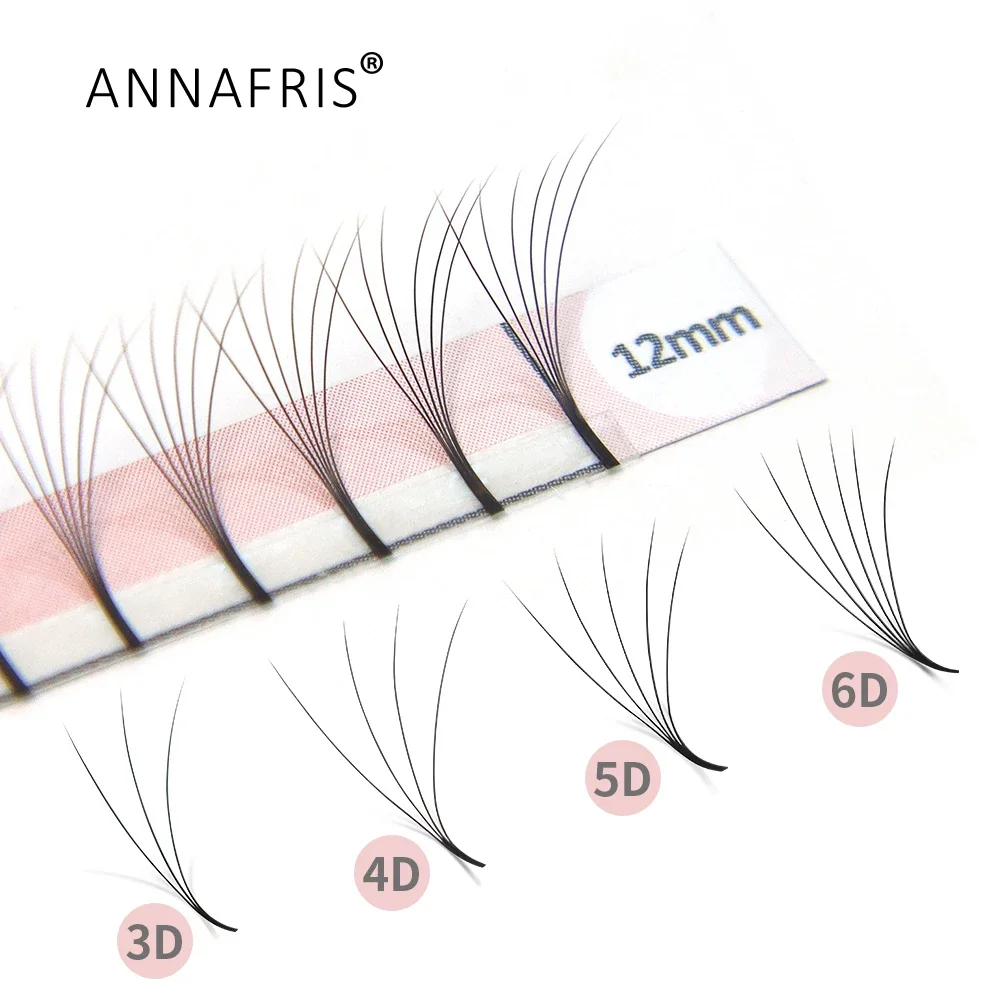 Annafris ventilador pré-fabricado 3d/4d/5d/6d haste longa pré feito extensões de cílios de volume russo falso vison cílios individuais cilios