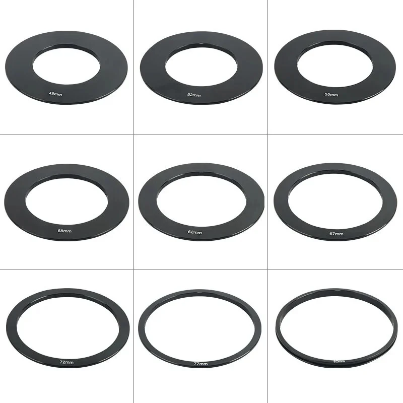 Adaptador de anillo para Cokin p series, 49, 52, 55, 58, 62, 67, 72, 77 y 82mm, 10 unids/lote