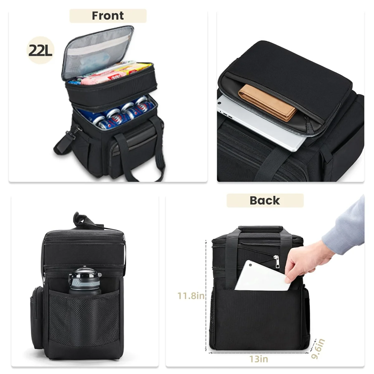 

【New User Coupon】Insulated Lunch Bag for Men & Women - Expandable, Leakproof Dual Compartment Tote for Work, Picnic, Outdoors