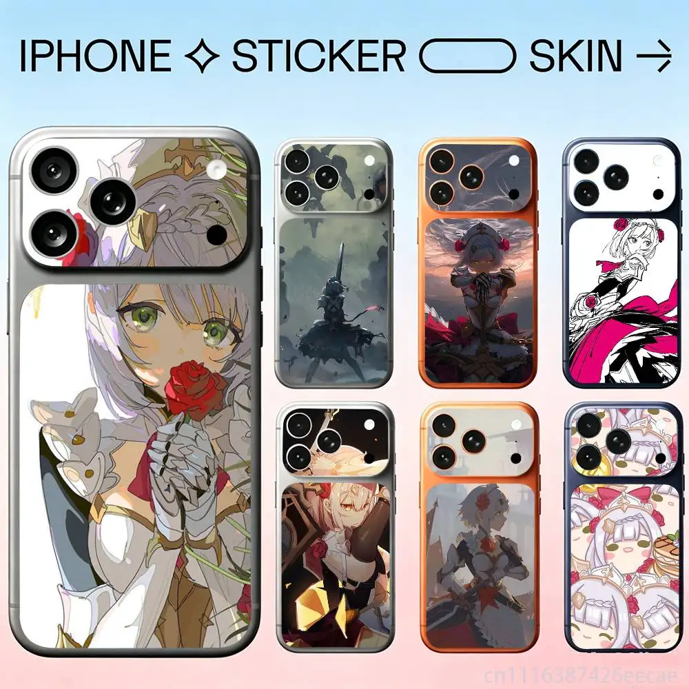 Genshin Impact Noelle For iPhone 17pro,17pro max Carmere and Back Cover Decal Wrap Skin Colorful Rear Protective Sticker Film