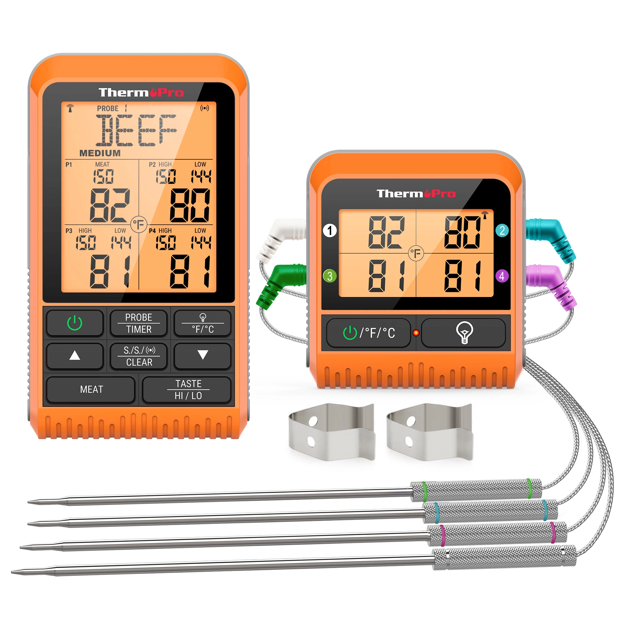 ThermoPro TP829C Backlight 4 Meat Probes 300M Wireless Barbecue Oven Thermometer For Meat Digital Kitchen Meat Thermometer Timer