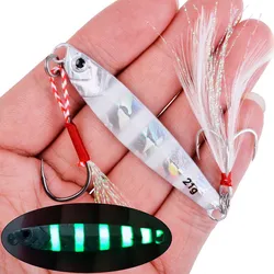 Fishing Glow Jigs 7g/10g/14g/21g/28g Lead Lure Shore Cast Metal Jig Spoon Sea Bass Casting Bait Artificial Fishing Lures