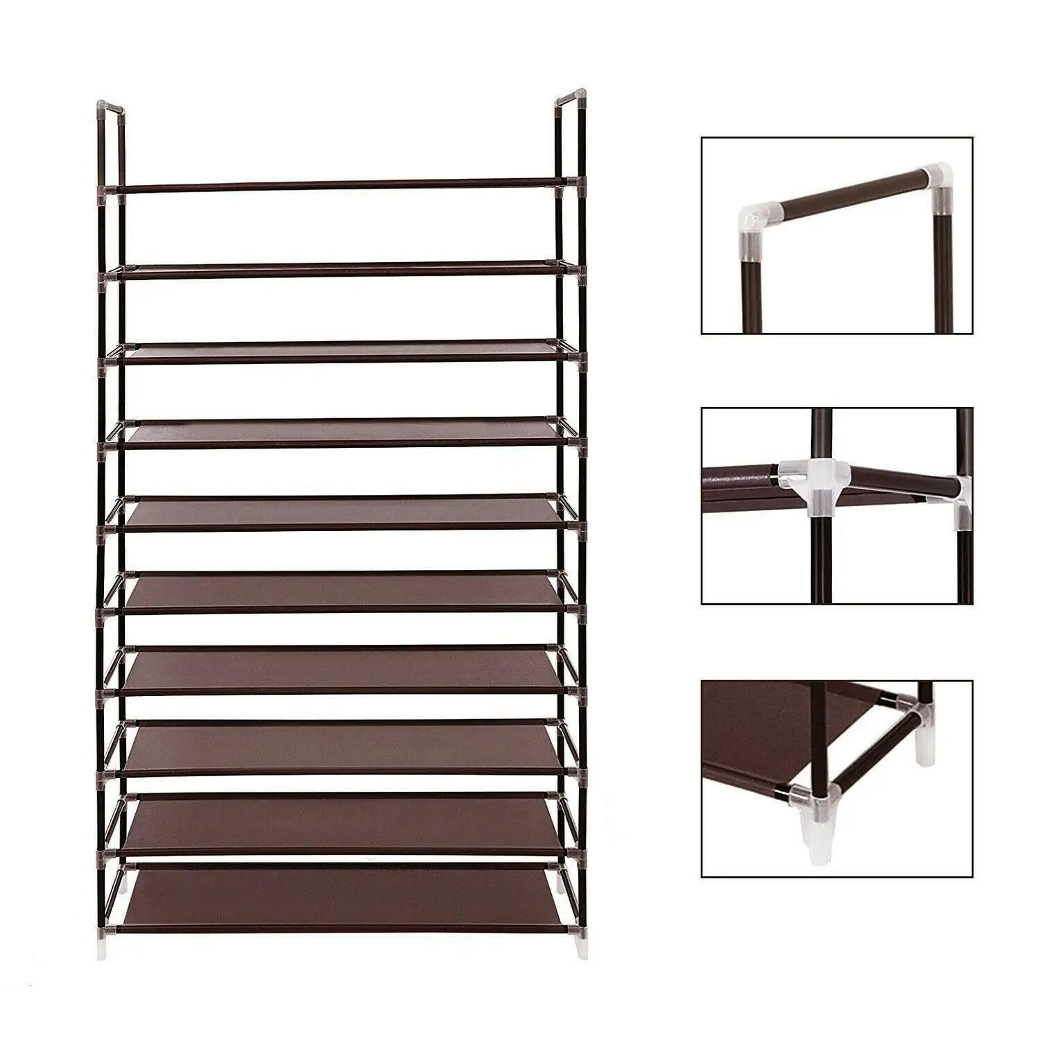 10 Tier 50 Pair Waterproof Shoe Rack Organizer Storage Shelves Free Standing