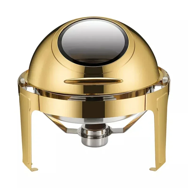 Stainless Steel gold Full Flip Cover Round Visible Buffet Heater Hotel Insulation Electric Heating