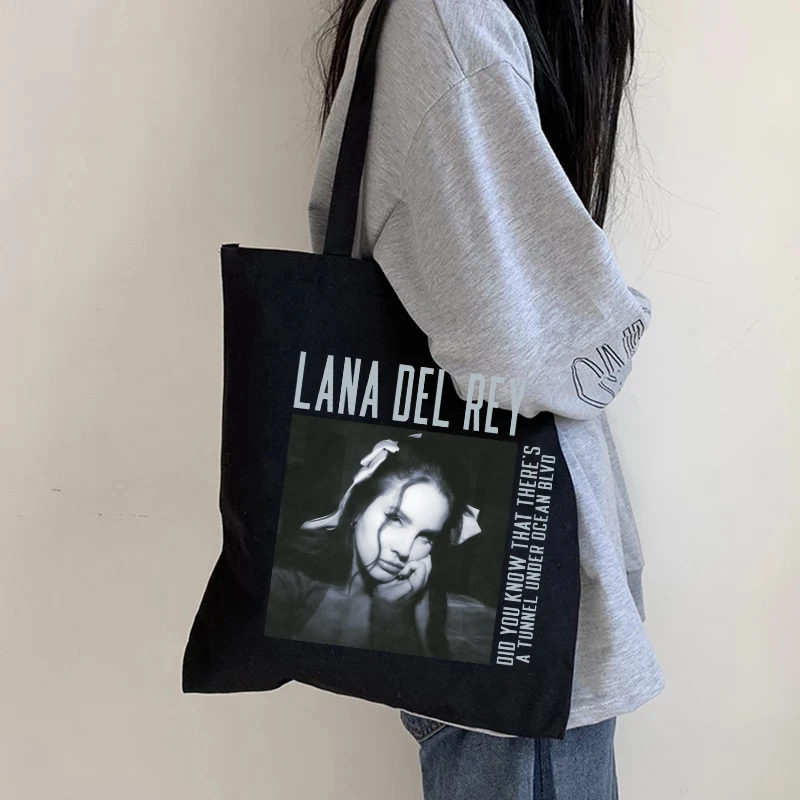 90s Lana Del Rey Ldr  Shopping Bag Eco Manga Tote Harajuku Shopper Bag Women Canvas Shoulder Bag Large-capacity Large-capacity