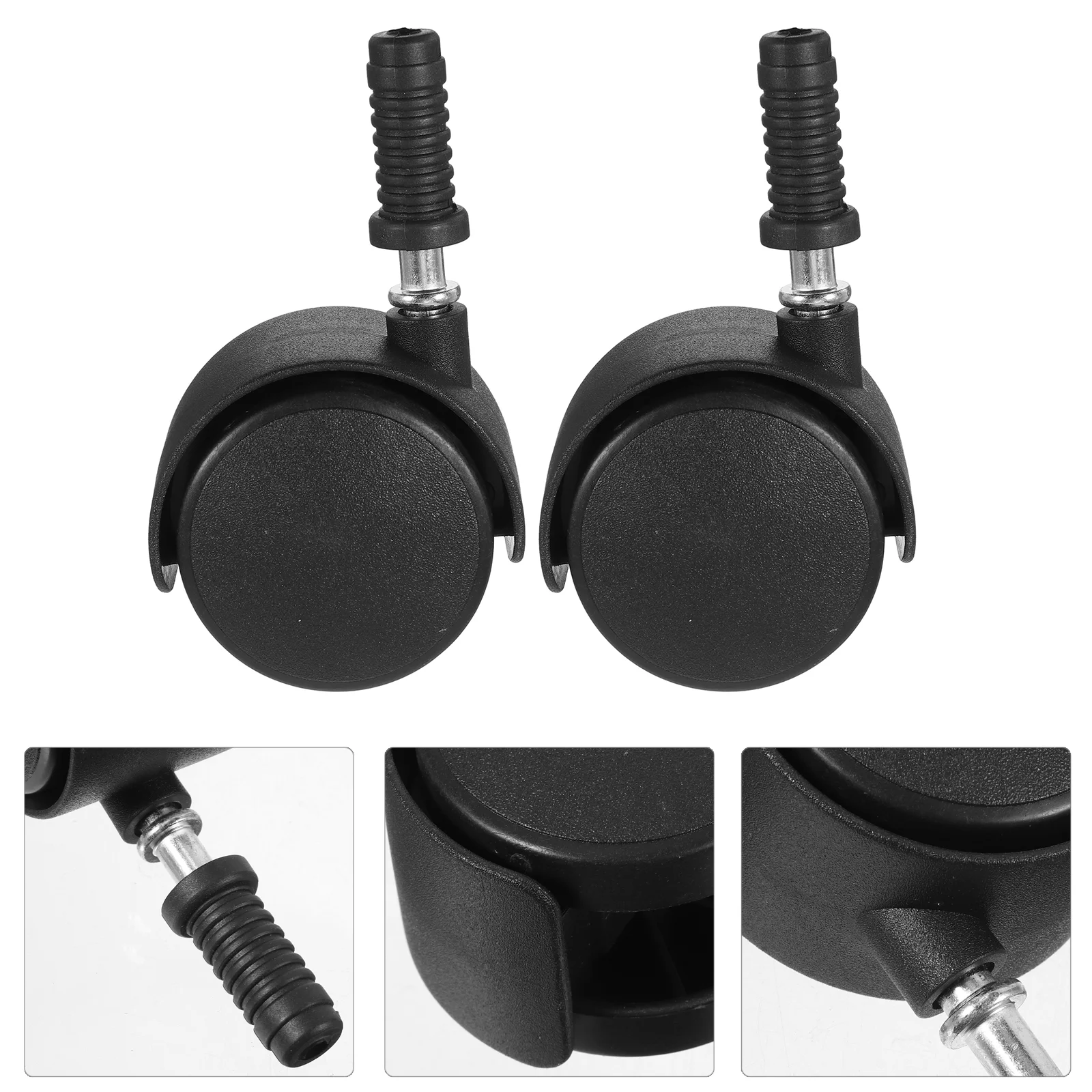 

2 Pcs 2 Inch Black Office Chair Casters Replacement Heavy Duty Desk Wheel Caster Furniture Roller Parts Rod Diameter Double