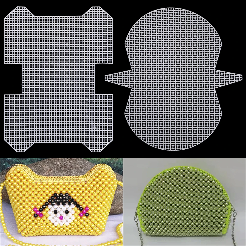 2 Stück weiße Kunststoff-Netzplatten – DIY handgefertigte Mini-Taschenweberei, Nähzubehör, Nähwerkzeug, Häkelnadeln, Strickutensilien