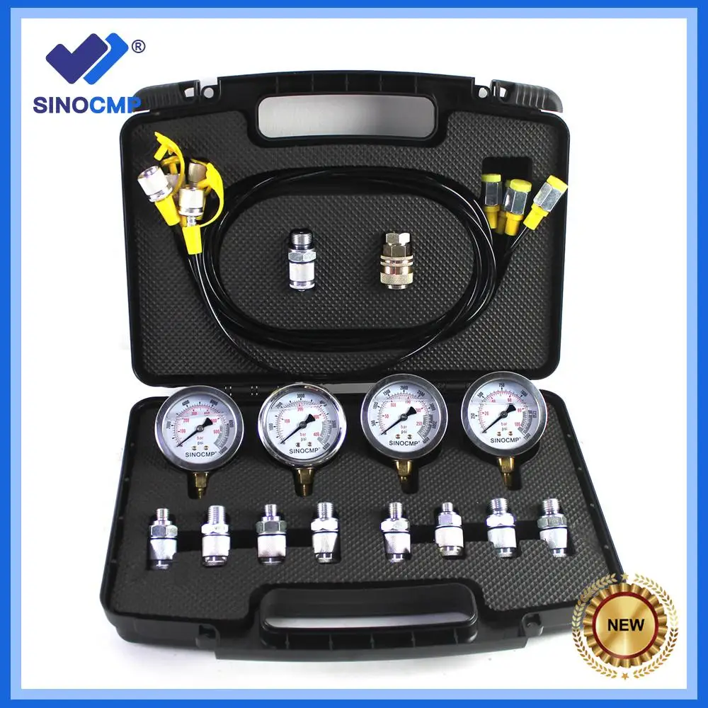 

New Hydraulic Pressure Gauges Kit Upgraded Version Excavator Hydraulic Gauge Kit with 4pcs Gauges 4pcs Test Hose Excavator Parts