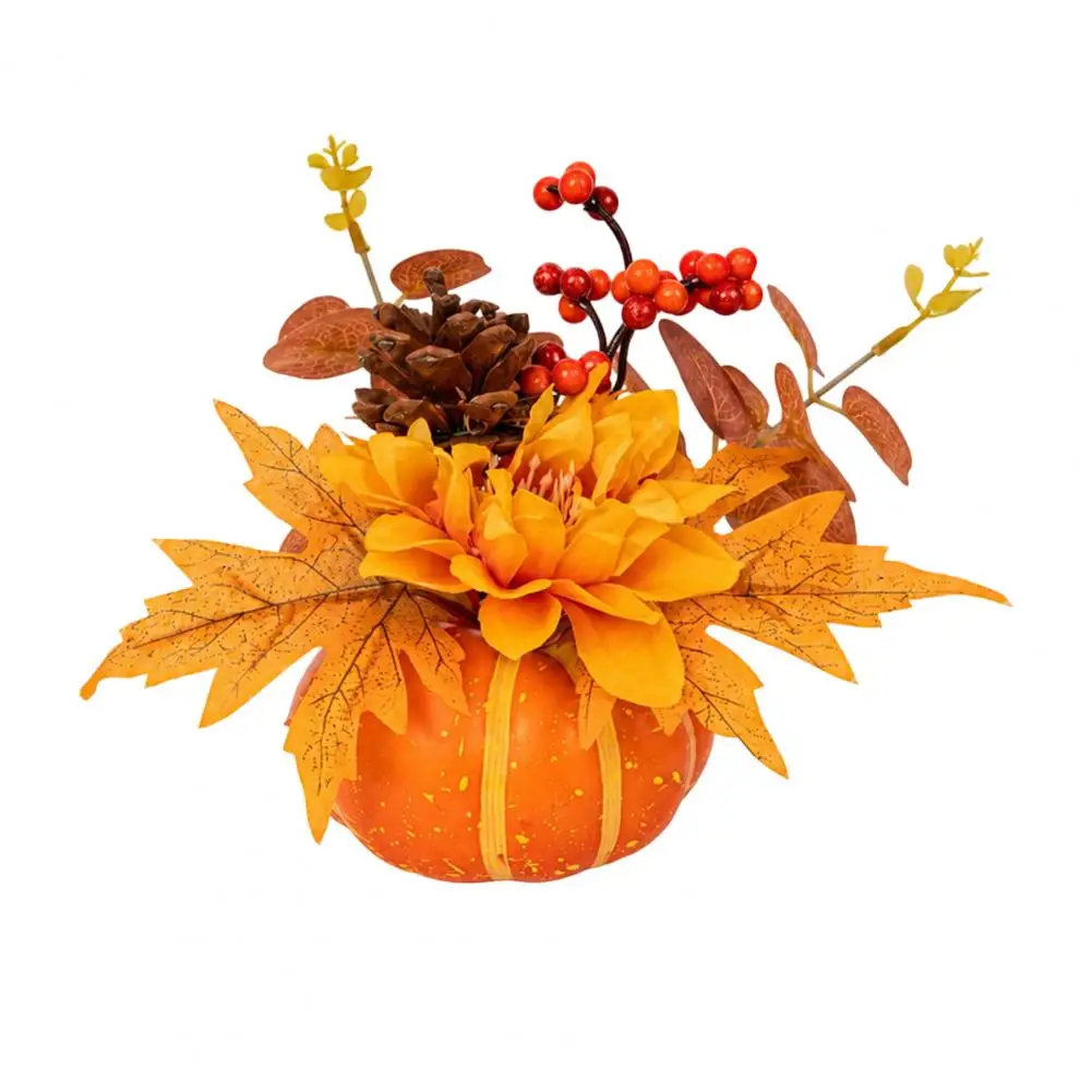 Indoor Window Display Decor Artificial Pumpkin Decor Artificial Pumpkin Table Centerpiece with Sunflowers Maple Leaves Pine