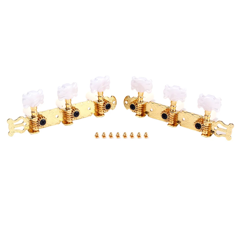 

1Pair Classic Guitar String Tuning Peg Gold Color 3 on A Plank 35mm Shaft Distance Machine Heads Tuners Flower Head Tuning Peg