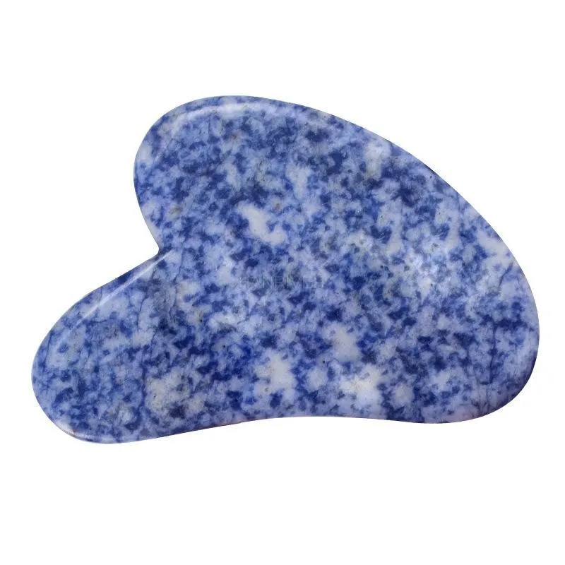 Gua Sha face massager with jade stone scraping plate Gua Sha with blue dot stone scraping plate set massage stone