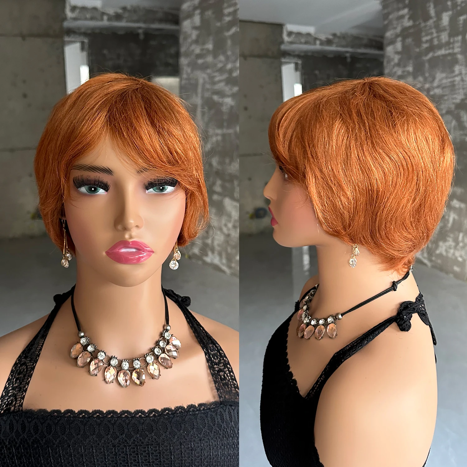 Short Human Hair Wigs, Pixie Cut Straight for Black Women