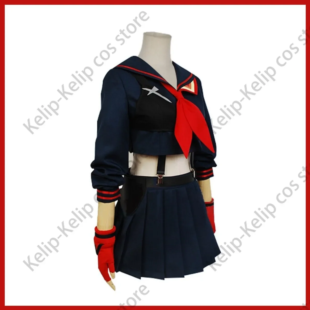 Disfraz de Cosplay de Anime Kill La Kill Matoi Ryuuko para mujer, peluca negra, falda de uniforme JK, camisa corta, traje de fiesta de Carnaval Kawaii Sexy