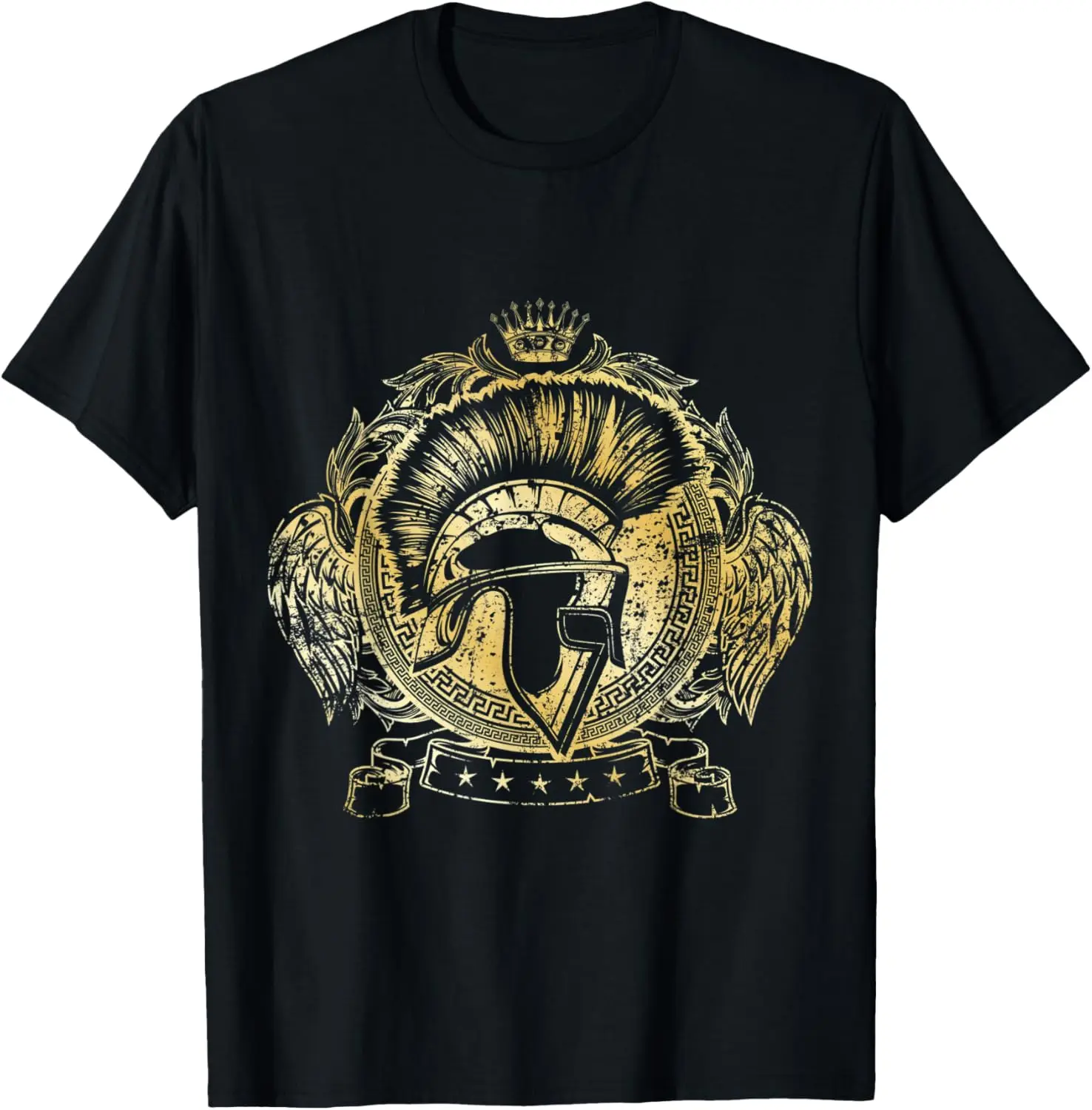 Spartan Gold Helmet Fitness Sparta Workout Gym Warrior Mma T-Shirt