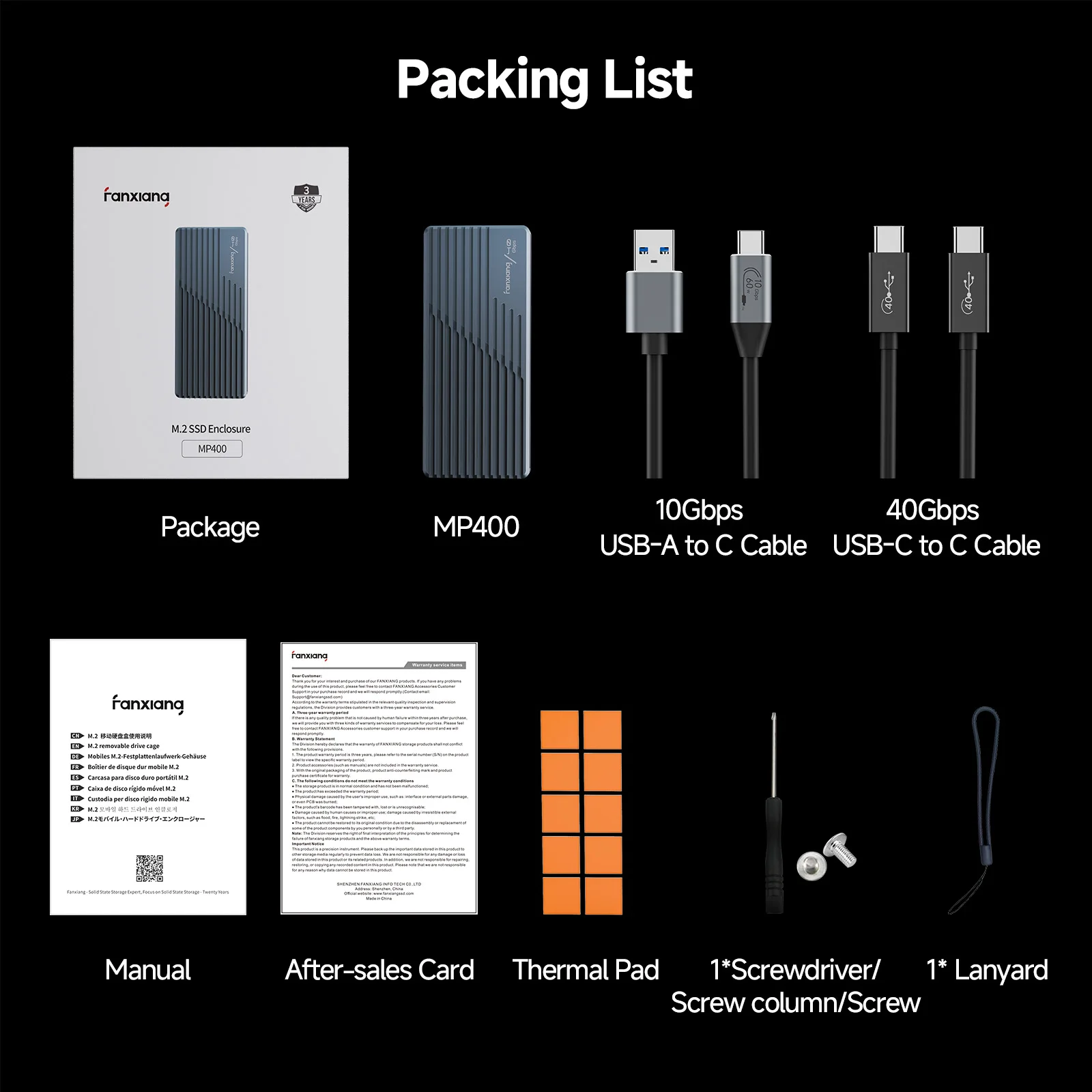 FANXIANG MP400 M.2 NVMe SSD Enclosure 40Gbps USB4