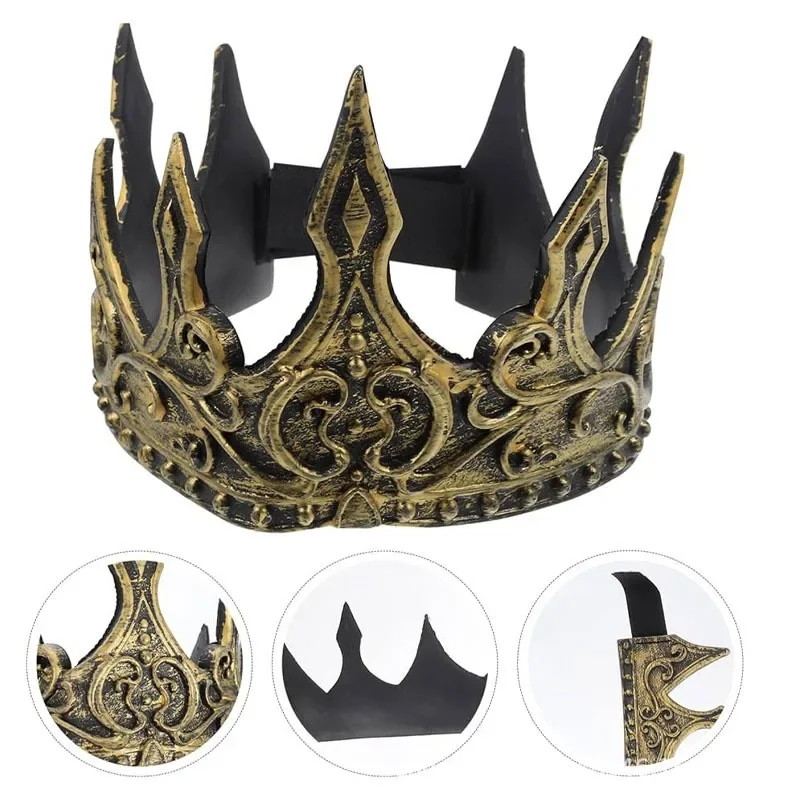 Vintage medieval king crown halloween costume props European and American cosplay party masquerade ball