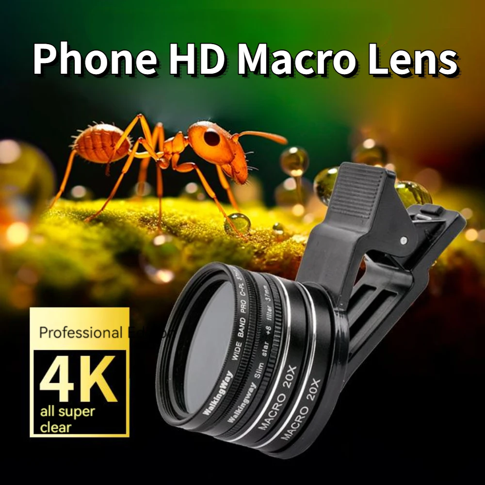 

Walking Way Phone Macro Lens Professional HD Macro Lens Phone 4K 20X/40X 37MM Close-up Photography Filter for Smartphone Shot