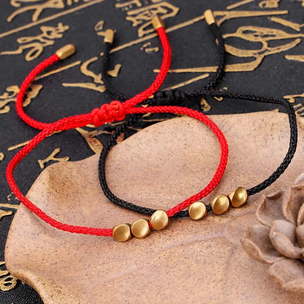 

Men Handmade Friendship Gifts For Lovers Adjustable Rope Bracelet Bangles Copper Beads Wrist Jewelry