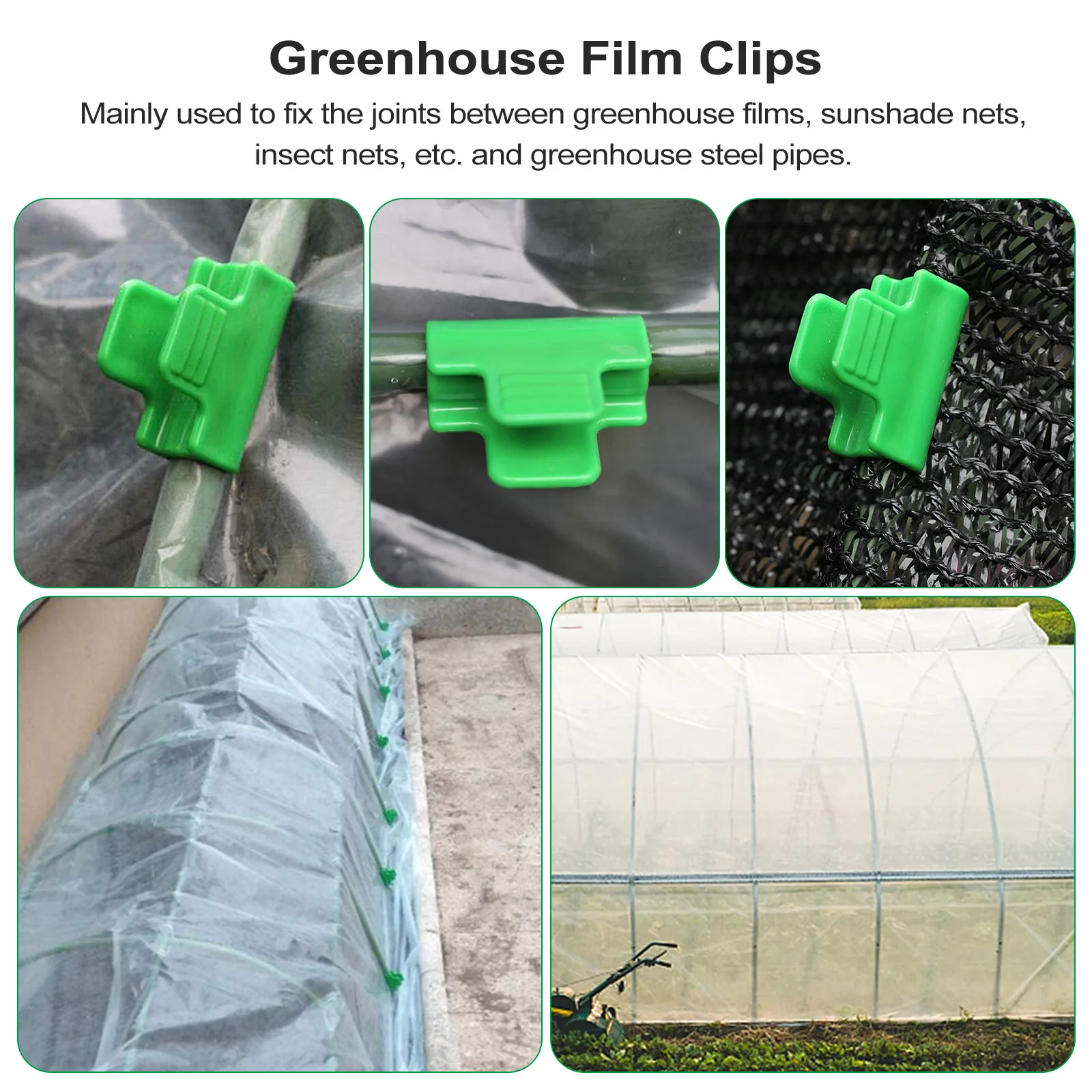 

40pcs Film Buckle Clamps Shade Net Rod Shading Net Rod Clip Greenhouse Film Clips Durable Plastic Fixing Tools Long Term Use