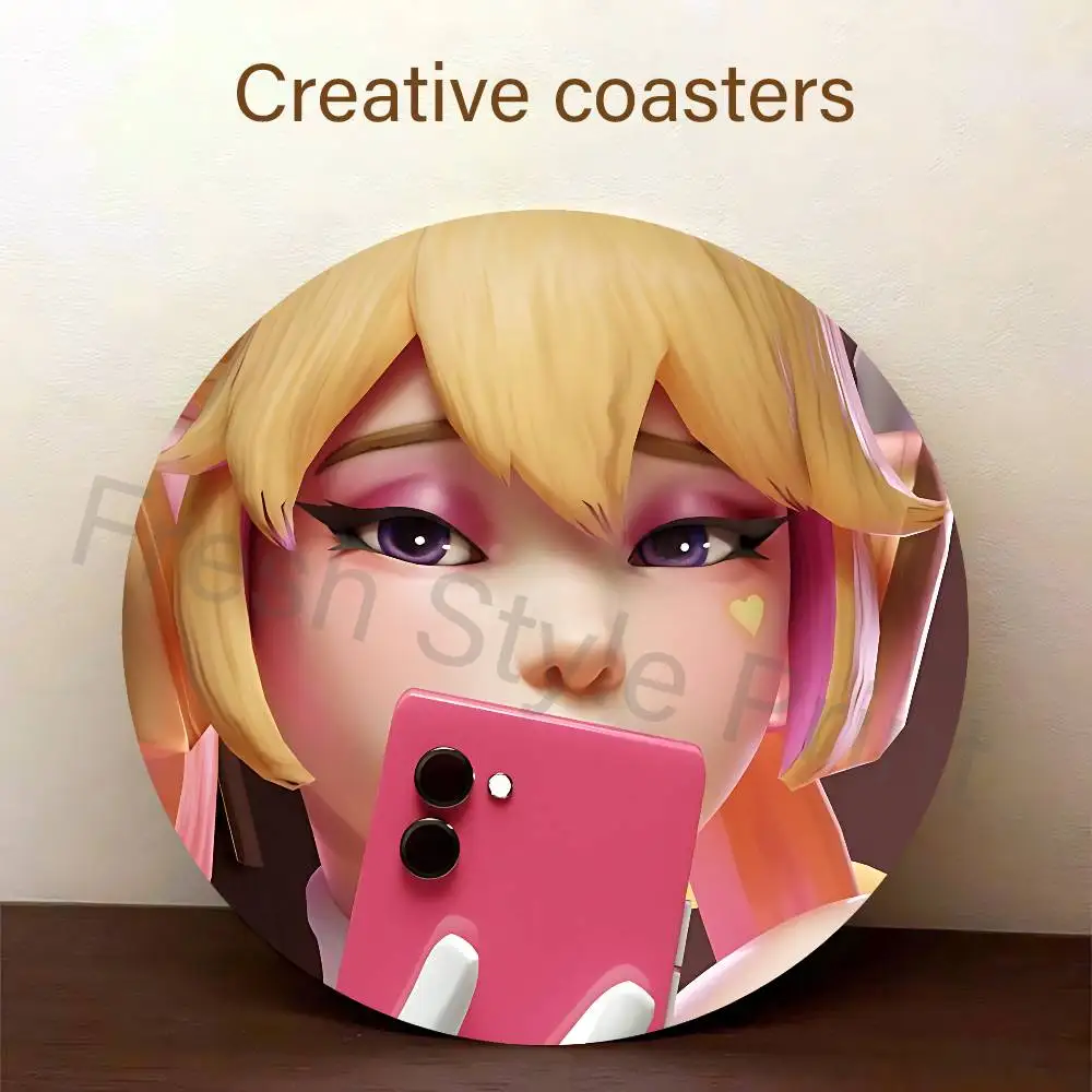 Game O-Overwatchs-S Juno Wooden Coasters  10cm Round Cosplay Fans Collect Friends Gifts - view 5