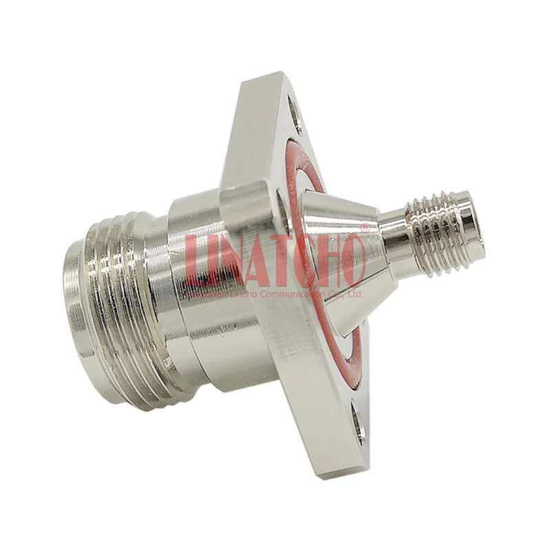 

RF 50 Ом N гнездо до SMA гнездовой 4-отверстий фланцевая панель водонепроницаемый разъем латунь