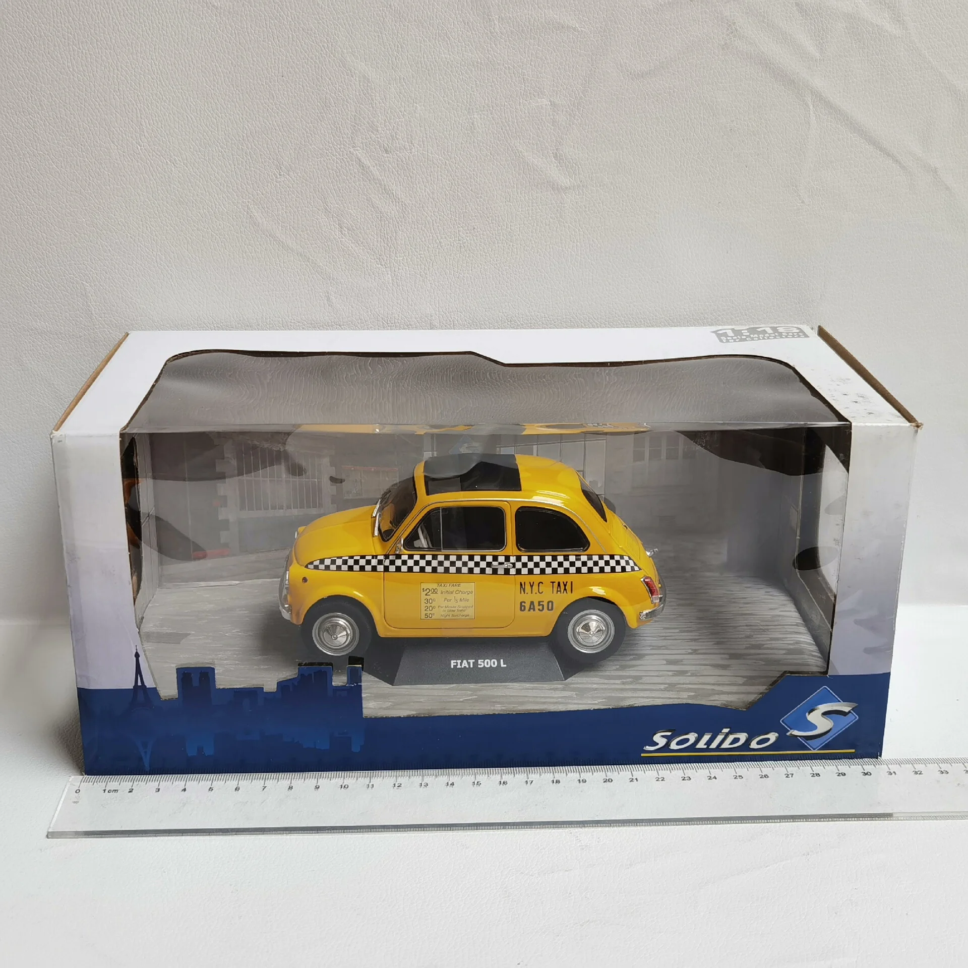 Diecast SOLIDO 1/18 Scale FIAT Taxi 500 L 1965 N5M7 Alloy Car Model