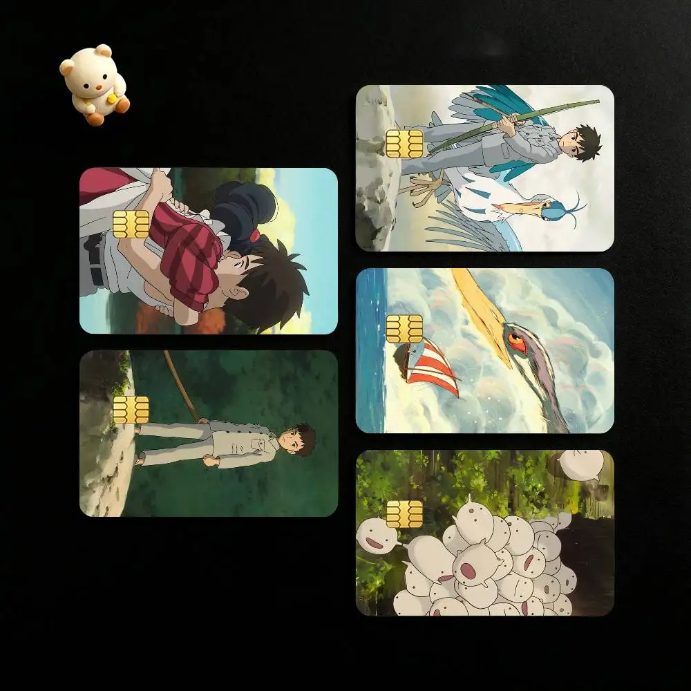 Anime The Boy and the Heron Credit Card HD Stickers Small Chip Waterproof Sticker Game Card Decal Gift