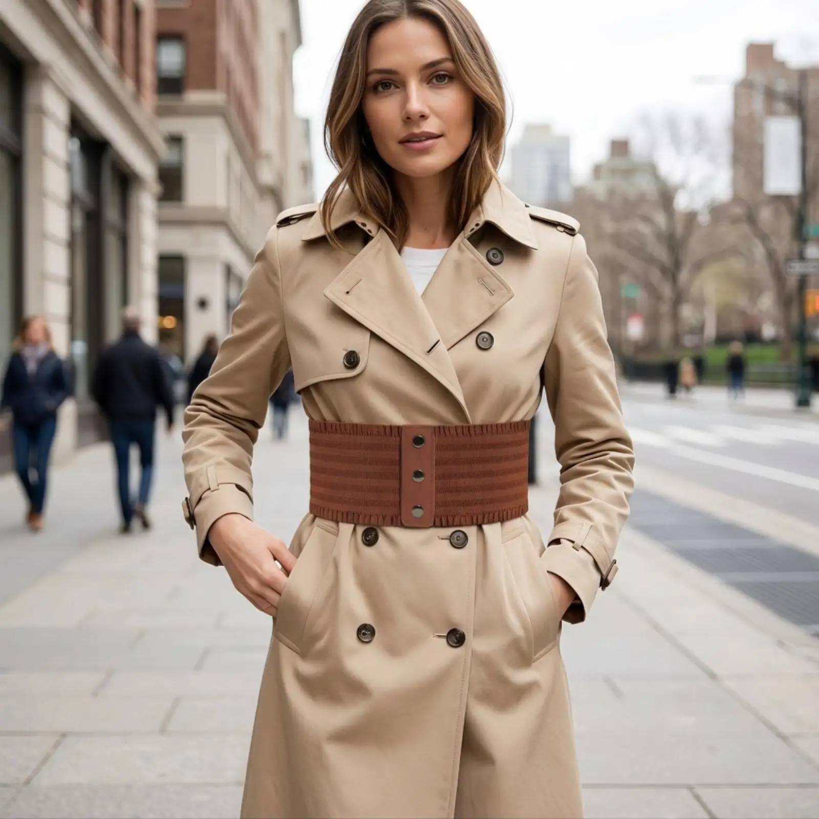 Wide Waist Belt with Snap Buttons Long-Lasting for Dresses, Women