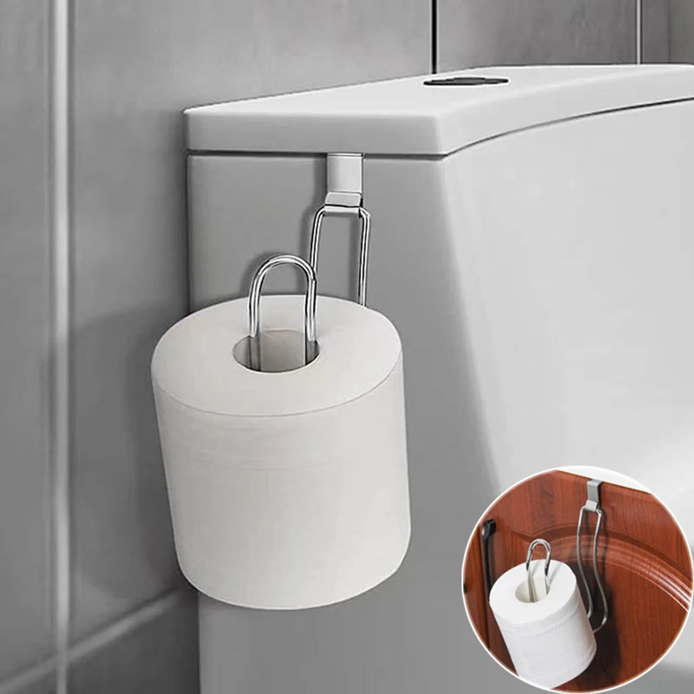 

Multi-functional Iron Toilet Paper Holder Wall-mounted Roll Paper Bathroom Rack Simple Kitchen Wrap Plastic Bag Storage Shelf