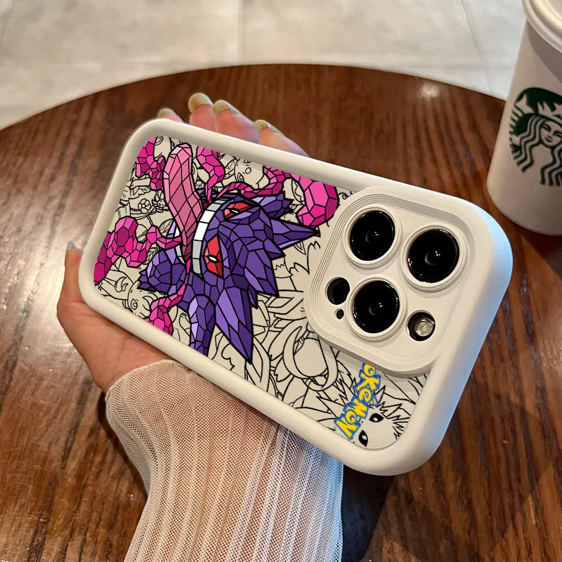 Gengar Pikachus Pokemons الكرتون غطاء من السيليكون آيفون 17 11 15 16 13 برو ماكس 14 زائد 12 برو 16E 17AIR غطاء هاتف مقاوم للصدمات #5