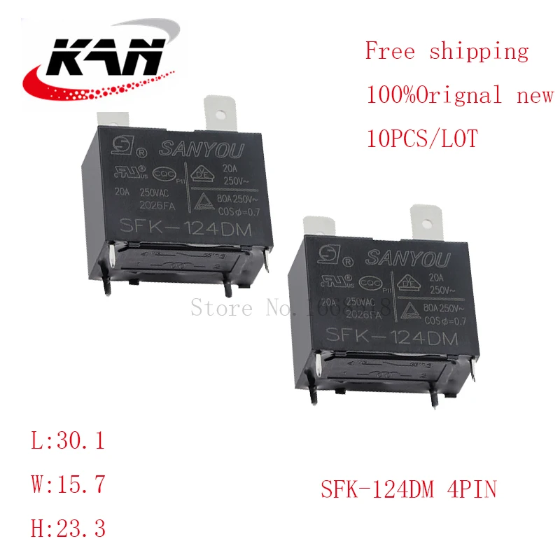 

Free shipping 10pcs Power relay SFK-124DM SFK 124DM 24VDC 20A 250VAC 4PIN Original New