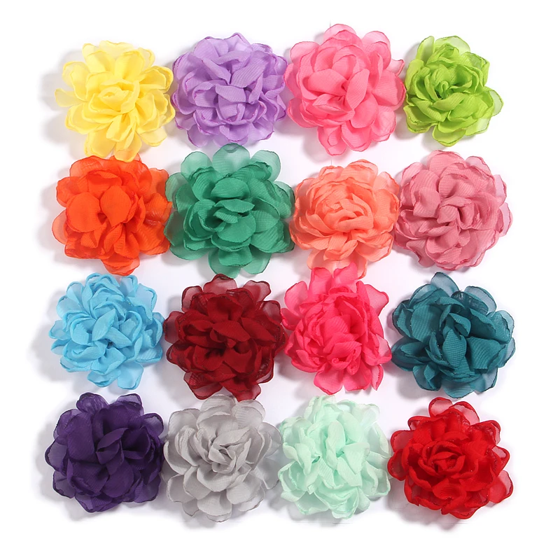 

50Pcs 7cm 2.7" Burn Edge Chiffon Fabric Flowers For Baby Girls Headbands Handmade Flower Boutique For Wedding Decoration