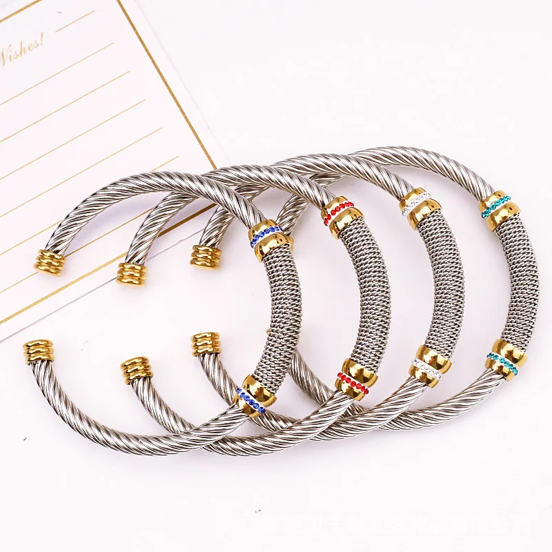 Popular Hot Slae Stainless Steel Adjustable Bracelet For Women Colored Cubic Zirconia Jewelry Stainless Steel Prom Accessories